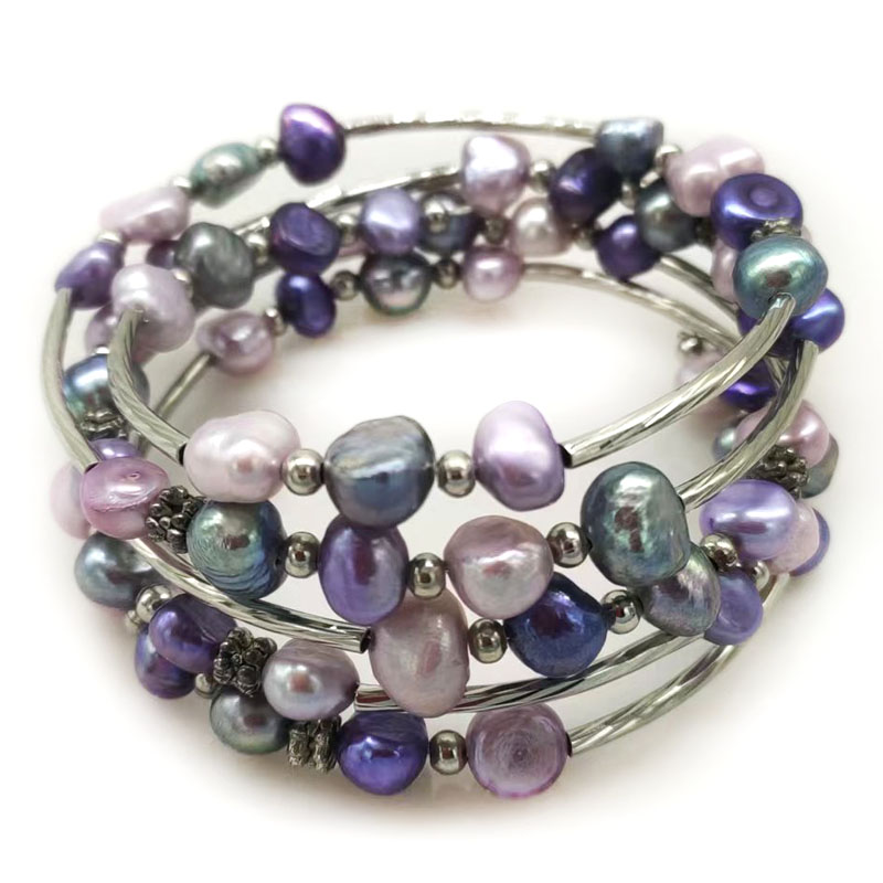 Memory Wire Bracelet - Браслет из натурального барочного жемчуга 33